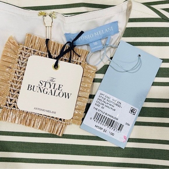 Antonio Melani x The Style Bungalow Palm Short Sleeve Striped Mini Dress NWT - Picture 10 of 16